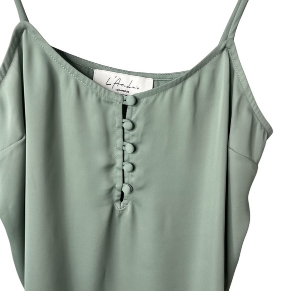 L’Academie The Button Cami Size XS Gray Green Layering - Picture 2 of 6
